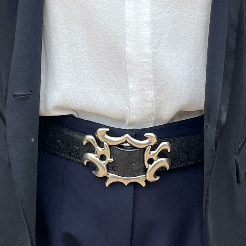 Ceinture reversible Femme Serpent noir / Bleu newport